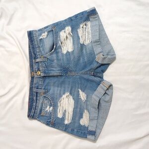 7 for All Mankind Distressed Denim Shorts, Color Blue Size 25